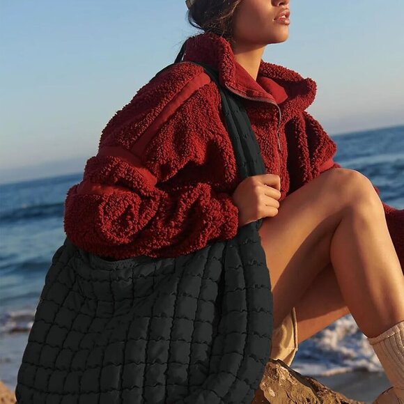 Women’s Lightweight Quilted Tote Bag Large Capacity Crossbody Gym Purse - Picture 6 of 6